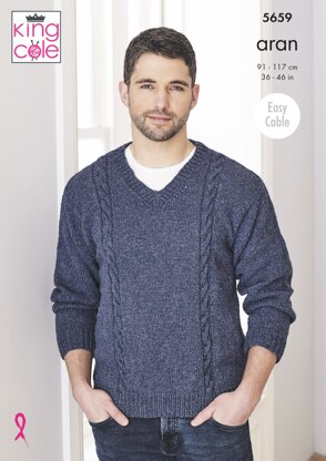 Sweater & Sleeveless Sweater Knitted in King Cole Aran - 5659 - Downloadable PDF