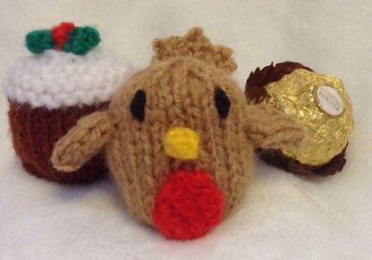 Christmas Pudding and Robin Ferrero Choc Cover