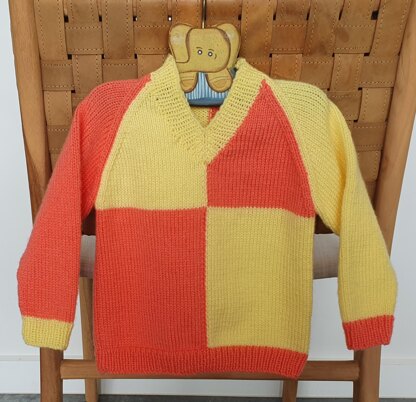 Peyton - Child’s 8ply V neck raglan jumper in two colours