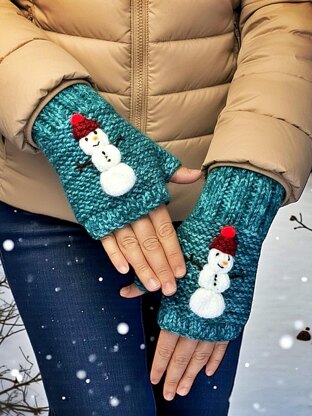 Snowman Fingerless Gloves