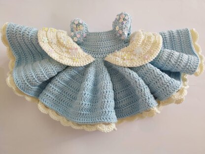 Crochet princess dress and hat for dolls (portuguese/spanish