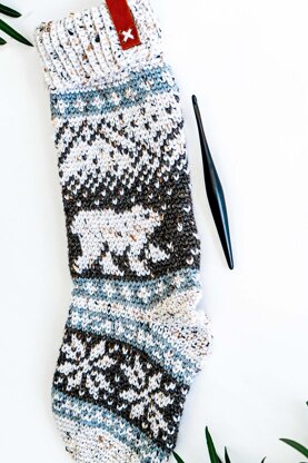 Polar Bear Stroll Crochet Stocking