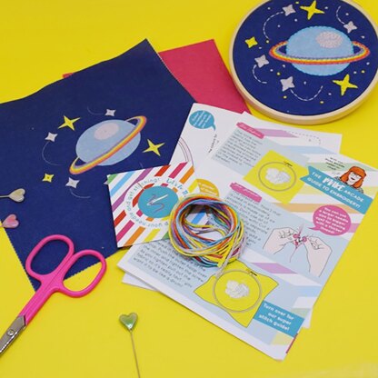 The Make Arcade Mini Printed Embroidery Kit - Galaxy - 4in