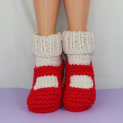 Adult Super Chunky Rib Cuff Sock Slippers - knitting pattern