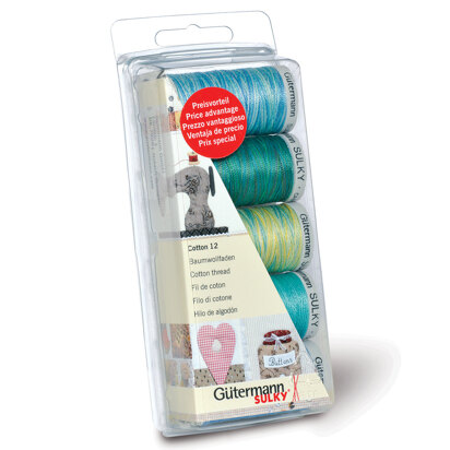 Gutermann Thread Set: Cotton No.12: 5 x 200m: Aqua