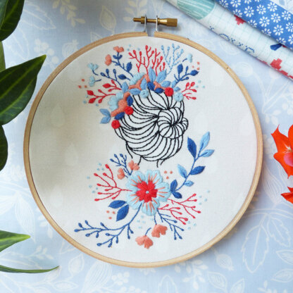 Tamar Flower Crown Lady  Printed Embroidery Kit - 6in