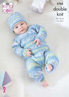 Onesie, Sleeping Bag and Hat Knitted in King Cole Baby Splash DK - 5762 - Downloadable PDF