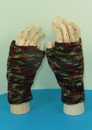 Chunky Self Striping Fingerless Gloves