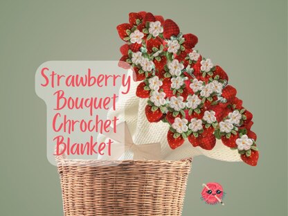 Strawberry Crochet Flower Bouquet Blanket