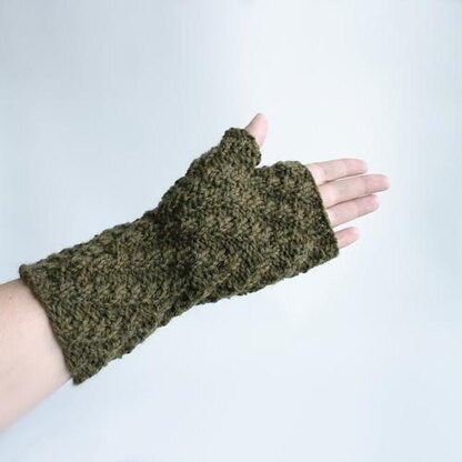 Herringbone Rib Fingerless Gloves