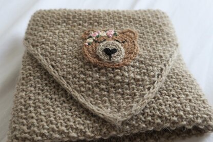 Happy Teddy Scarf + crochet applique
