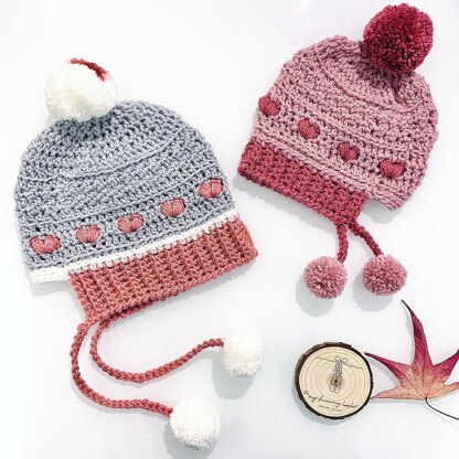 Puffy Hearts Beanie