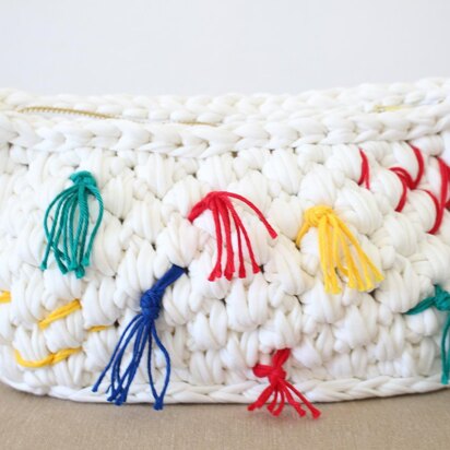 Zip Clutch with Colorful threads