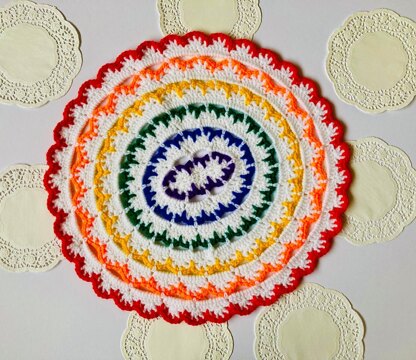 Oval rainbow doily by HueLaVive