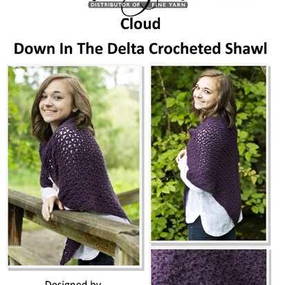 Down In The Delta Crocheted Shawl in Cascade Cloud - W476