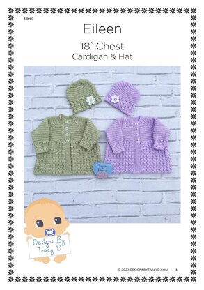 Eileen Cardigan & Beanie Hat 18 inch chest 0-6 mths