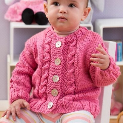 Seeds of Spring Baby Cardi in Red Heart Soft Baby Steps Solids - LW3147