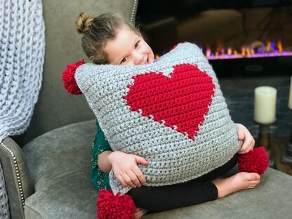 Valentine's Pompom Heart Pillow