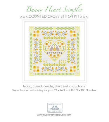 Riverdrift House Bunny Heart Sampler Cross Stitch Kit