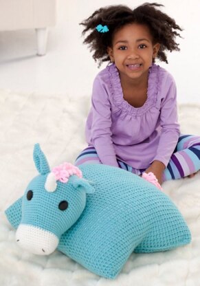 Unicorn Pillow Pal in Red Heart Super Saver Economy Solids - LW2509