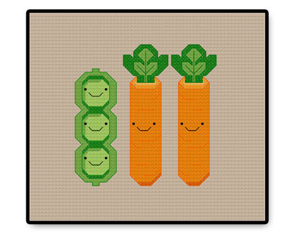 Peas and Carrots Kawaii - PDF Cross Stitch Pattern