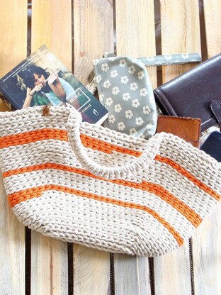 Striped Basket Bag