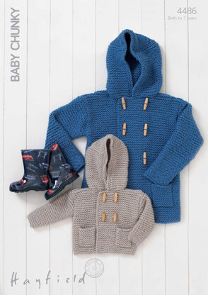 Hooded Boy’s Duffle Coats in Hayfield Baby Chunky - 4486 - Downloadable PDF