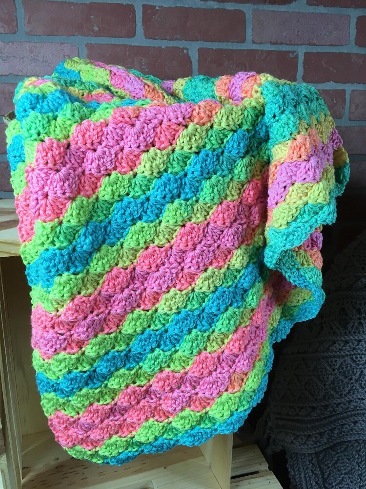 EASY BEGINNER'S Shell Blanket Crochet pattern by Bonnie Barker