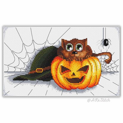 Halloween Kitty Cross Stitch PDF Pattern