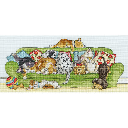 Bothy Threads Lazy Dogs Cross Stitch Kit - 36cm x 16cm