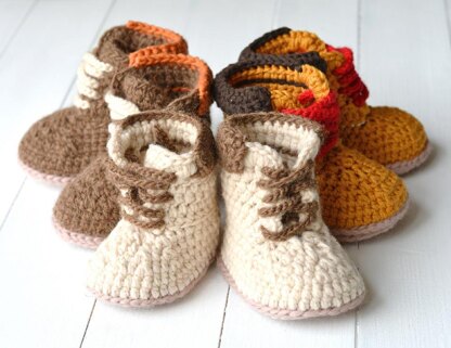 Baby Booties Timberland Style Crochet pattern by Caroline Brooke LoveCrafts