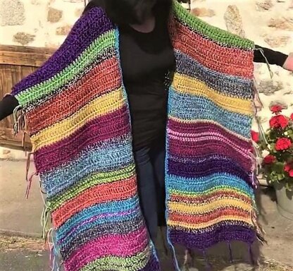 Rainbow Ruana Boho Poncho