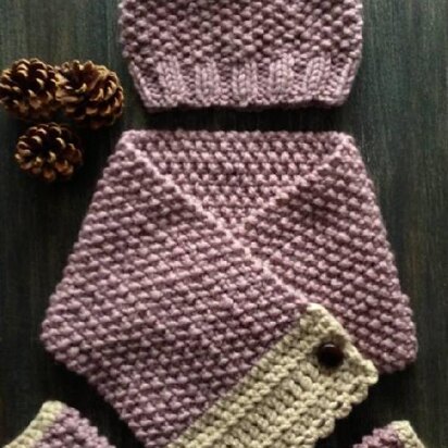Chunky Moss Stitch Hat, Scarf and Gloves - knitting pattern