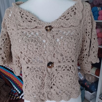 Beige Crochet Floral Lace Cardigan
