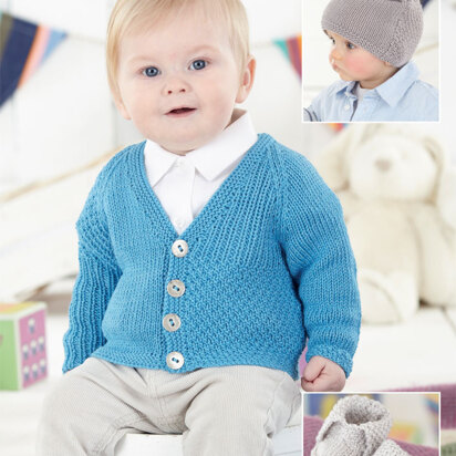 Boy's Cardigan, Hat and Bootees in Sirdar Snuggly Baby Bamboo DK - 4589 - Downloadable PDF