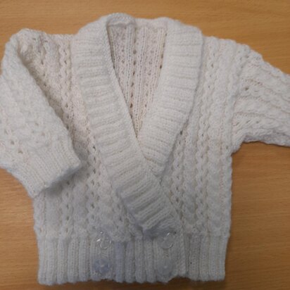 Cross-over baby cardigan