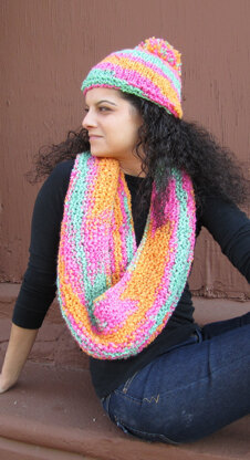 Hat and Scarf in Plymouth Yarn Encore Boucle Colorspun - F341 - Downloadable PDF