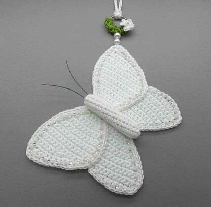 Butterfly hanging decoration - simple made from scraps of yarn