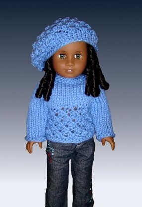 Doll Sweater and Slouchy Hat. Fits American Girl, 18 inch. Gotz, PDF, AG, 043