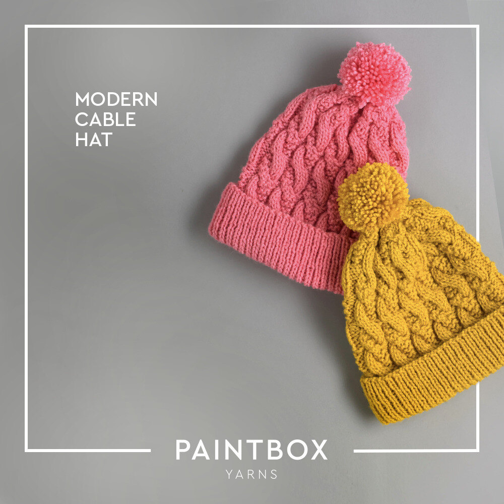 Modern Cable Hat Free Knitting Pattern for Women in Paintbox Yarns Simply Aran by Paintbox Yarns LoveCrafts