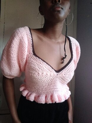 Crochet puff sleeve bralette top Crochet pattern by Bobo Stitches LoveCrafts