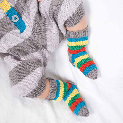 "Emil Babygrow And Socks" - Socks Knitting Pattern For Babies in MillaMia Naturally Soft Merino