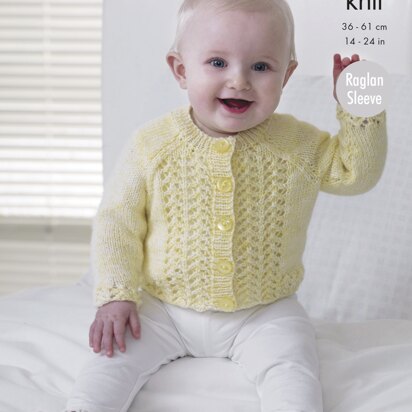 Baby Raglan Cardigans & Sweaters in King Cole Baby Pure DK - 4902 - Downloadable PDF