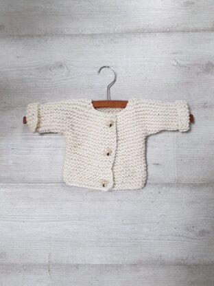 Baby chunky knitted cardigan 0-2 years for beginners