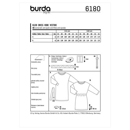 Burda Style Misses' Shirtdress – Overcut Shoulders B6180 - Paper Pattern, Size 8-18