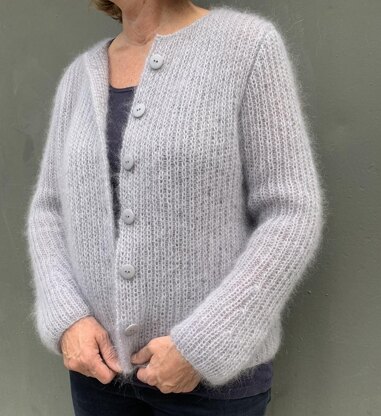 Mohair-Strickjacke in Halbpatent