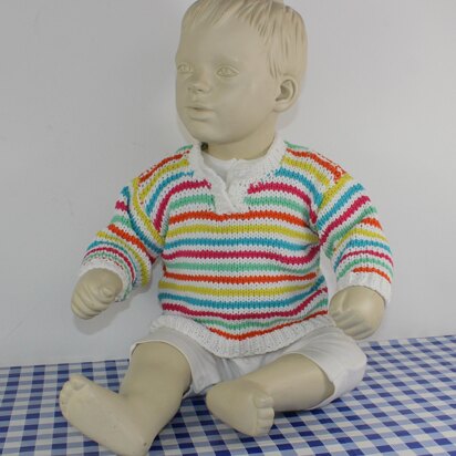 Baby Stripe Open Neck Sweater