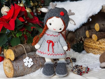 Knitting patterns PDF - Outfit "Reindeer Style" - Toy Clothes