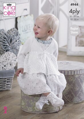 Matinee Coat Bonnet Bootees & Mittens in King Cole Baby 4Ply - 4944 - Downloadable PDF