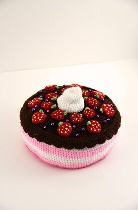 Strawberry Chocolate Cake Crochet Pattern, Cake Amigurumi, Food Crochet Pattern